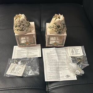 Two Vintage Spin Shades Revolving Lamp Shade Angels Christmas